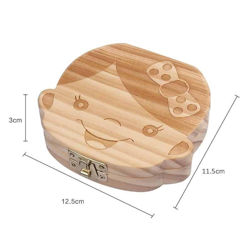 Baby Tooth Box Wooden Kids Keepsake Organizer Gift for Teeth, Cute Children Container to Keep the Childwood Memory (Boy Girl)